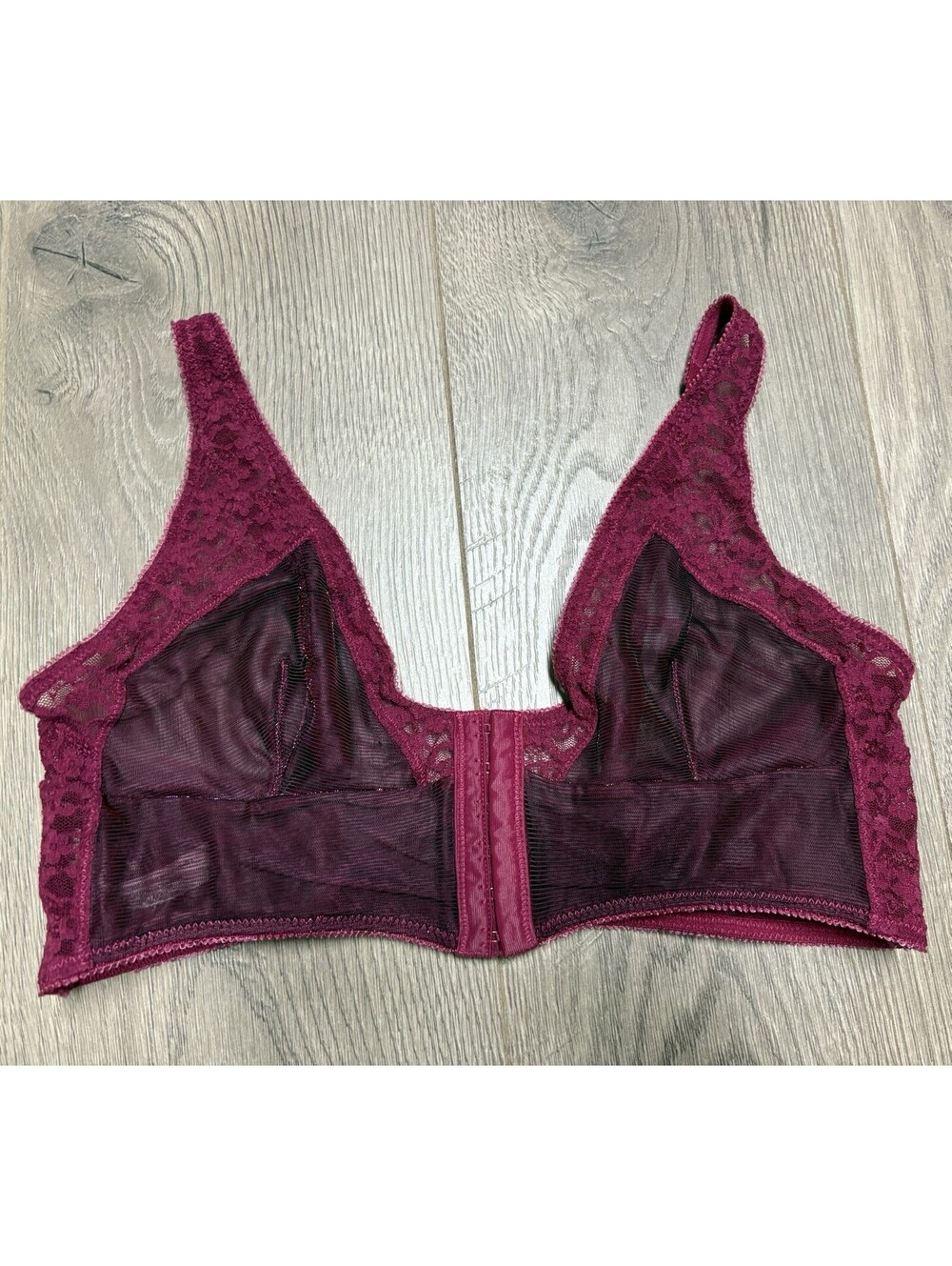 Free People wine Burgundy alina metallic bralette Large sexy front closure